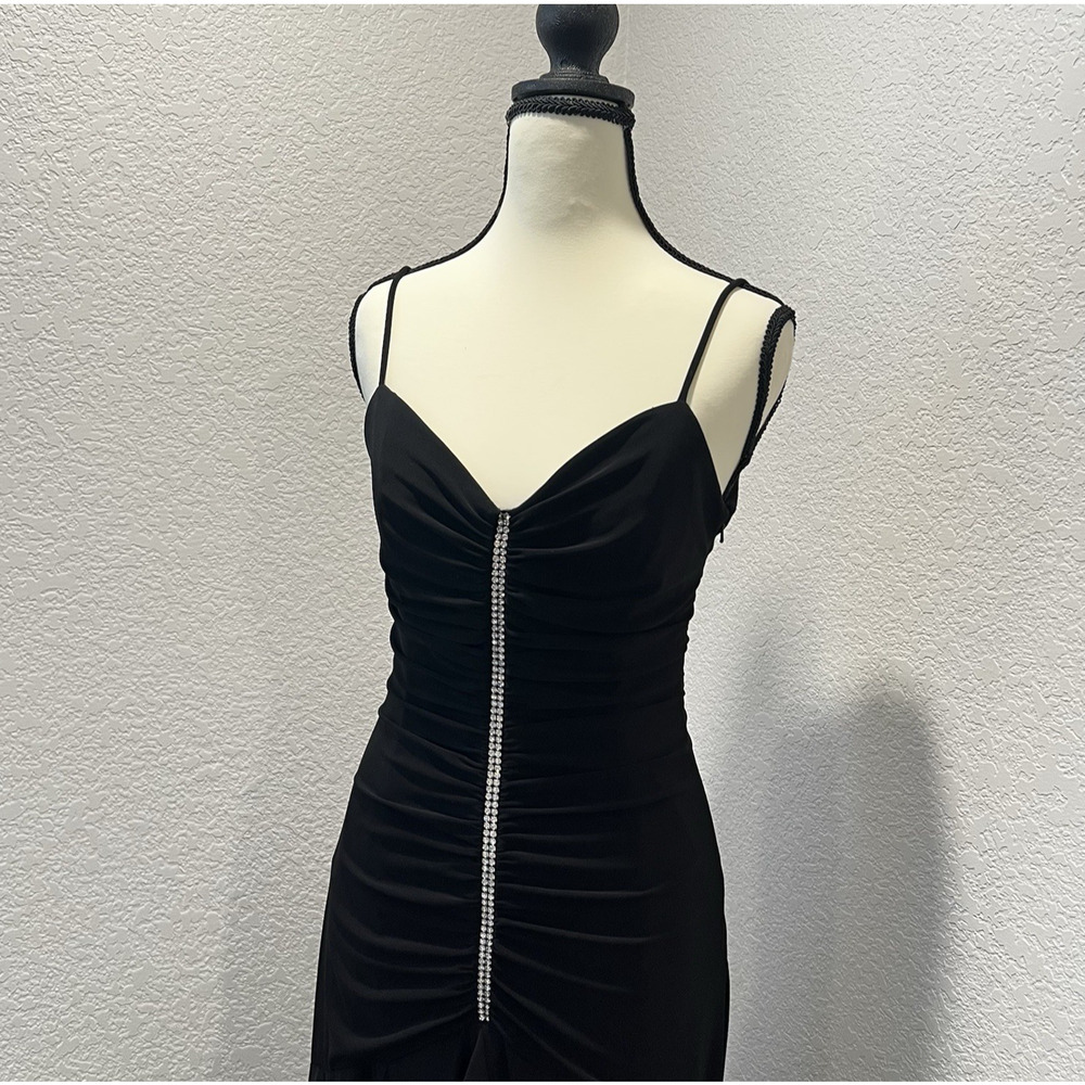Scott McClintock USA Women's Size 10 Black Mermaid Maxi Evening Gown Rhinestones - Picture 2 of 16
